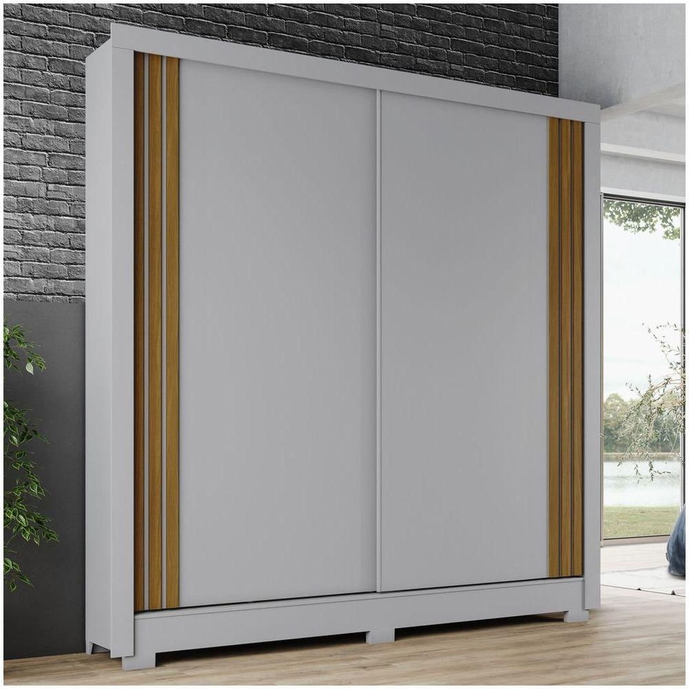 Guarda Roupa Casal 02 Portas Deslizantes 04 Gavetas Imperial Briz Cinza Nature