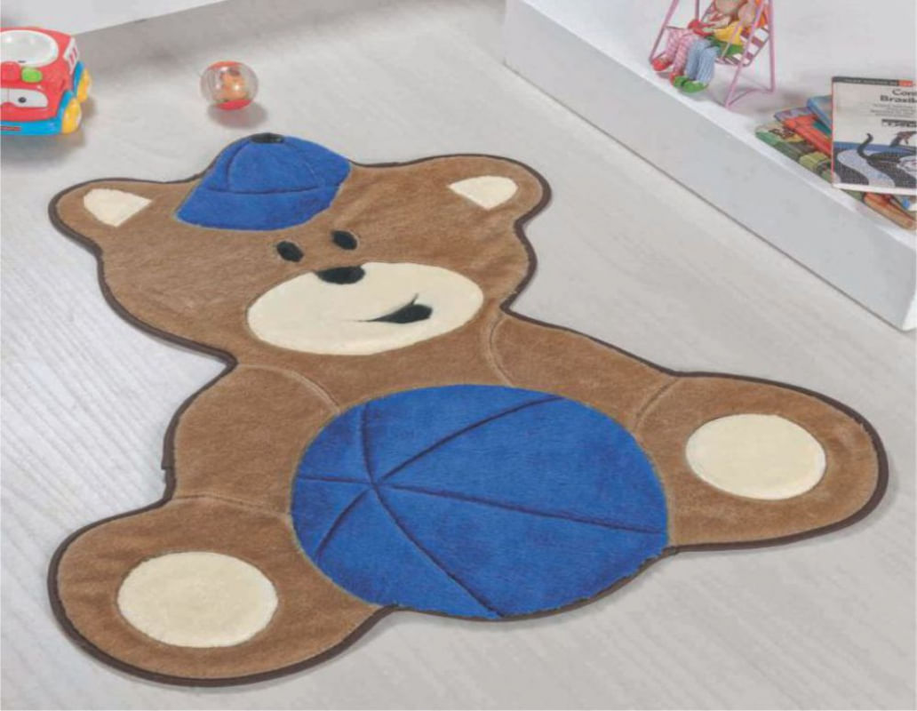 Tapete Pelucia para Quarto Criança Urso Baby Azul Royal*