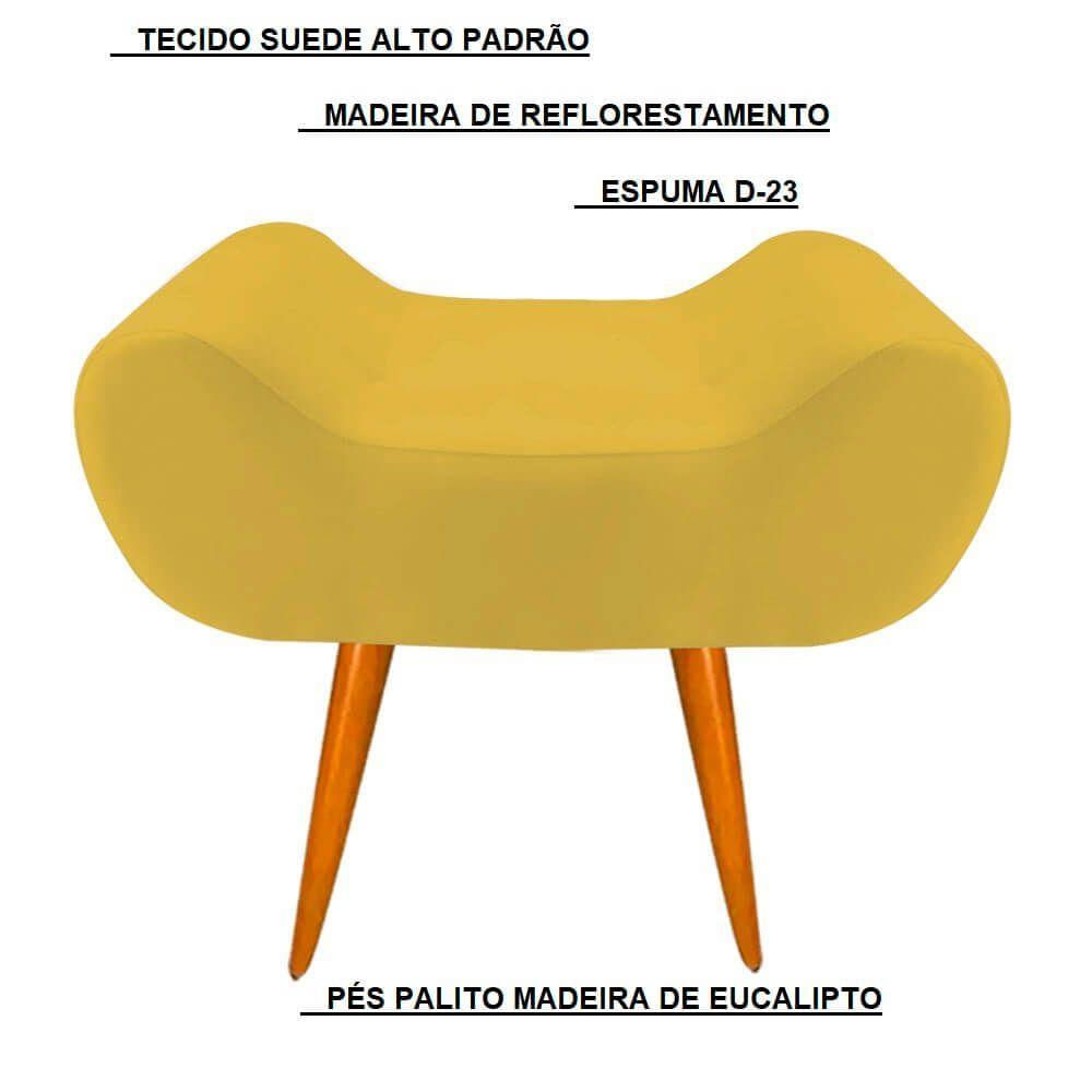 Puff Decorativo Leticia Suede Amarelo Pés Palito Para Sala