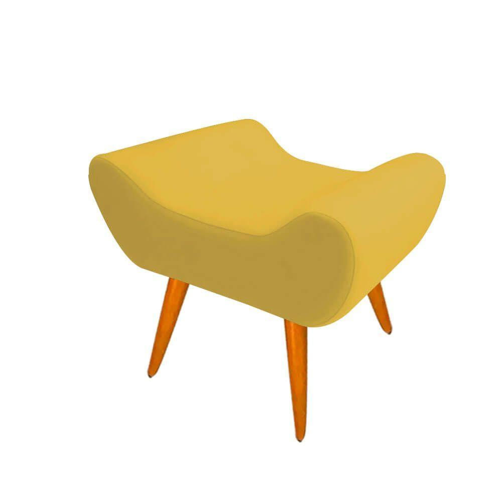 Puff Decorativo Leticia Suede Amarelo Pés Palito Para Sala