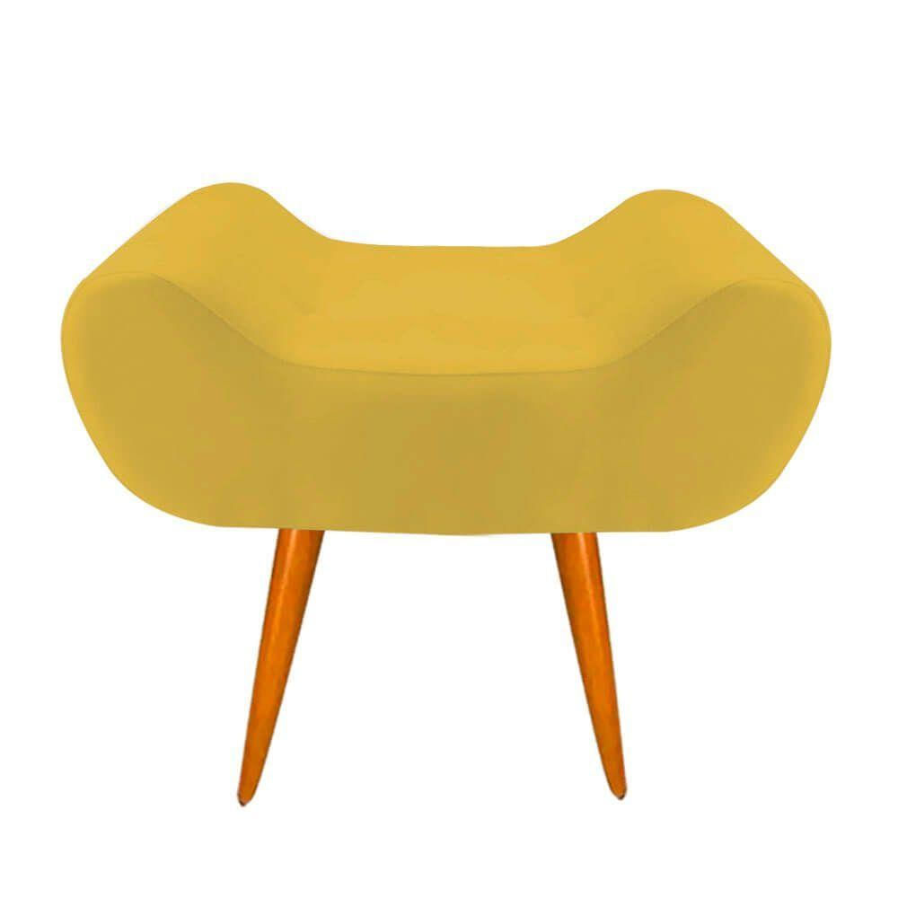 Puff Decorativo Leticia Suede Amarelo Pés Palito Para Sala