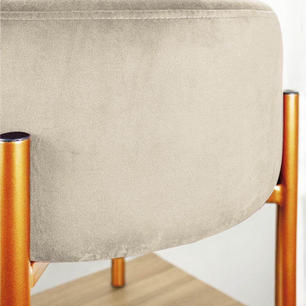 Puff Iron Suede Base Cobre Palito Bege