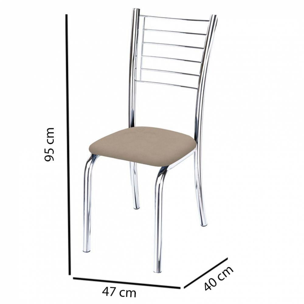 Kit 2 Cadeiras Iara Cromada Para Cozinha Bege