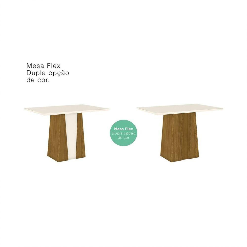 Mesa De Jantar Canto Reto 120cm Elisa Henn Nature Ou Nature/off White