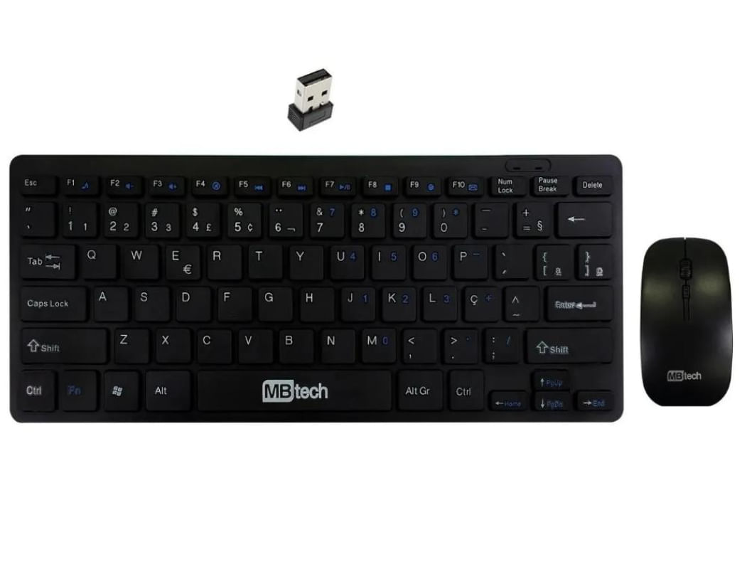 Kit Teclado E Mouse Wireless Sem Fio Teclas Slim Wireless - Preto