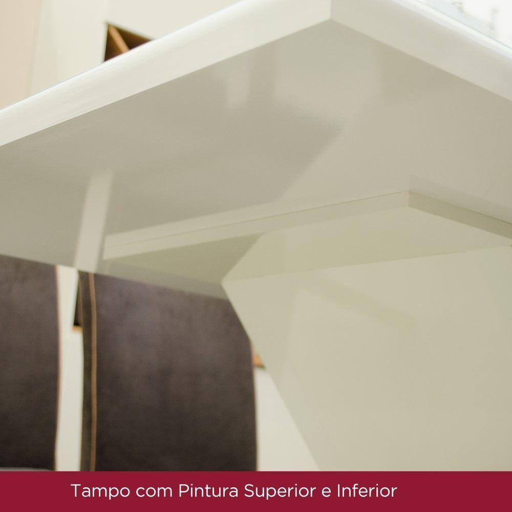 Mesa De Jantar Com Tampo Mdf E Vidro Com Canto Reto 120 Cm Natalí Henn Nature Com Off White