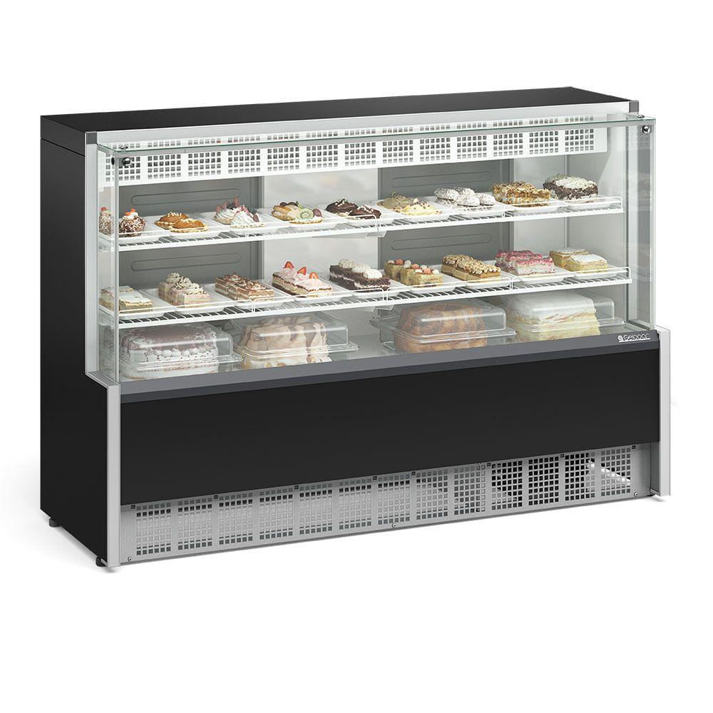 Vitrine Refrigerada Gpea175r Gelopar Aurora Confeitaria 1,73mt Preto 220v