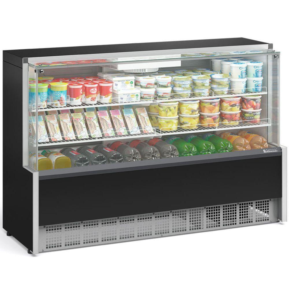 Vitrine Refrigerada Ar Forçado Com Vidros Aquecidos Gpfa175a Gelopar 1,73mt Preto 220v