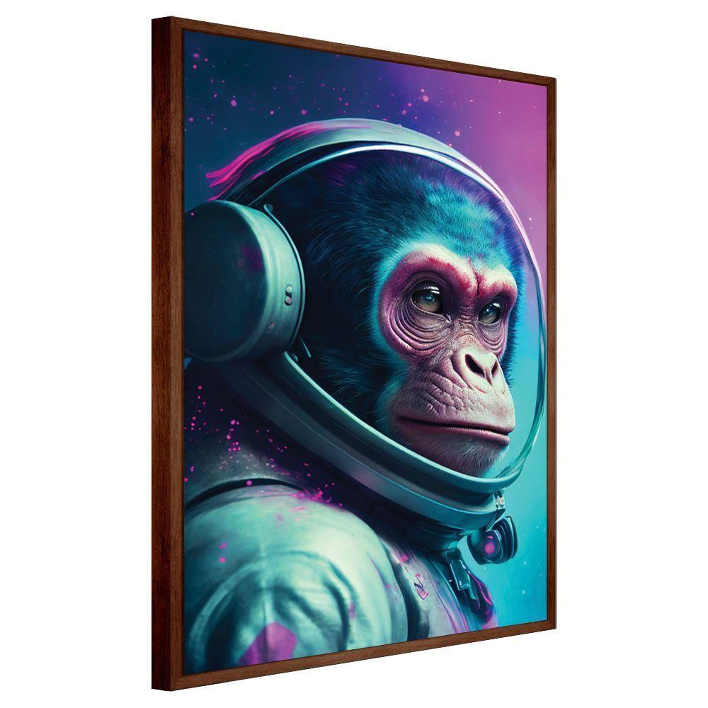 Quadro Decorativo Astronauta Macaco Moldura Cx Alta 100x66cm Título Moldura Madeira