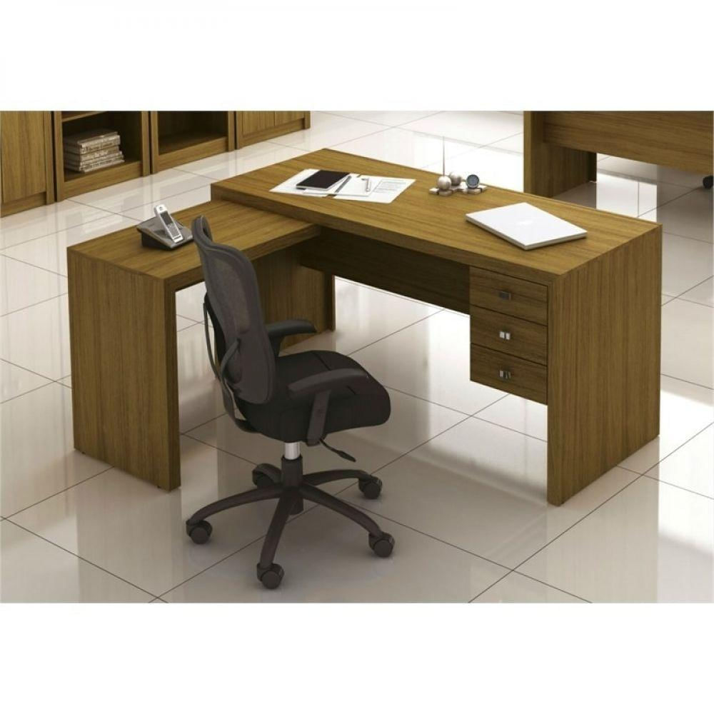 Mesa para Home Office com 03 Gavetas Amêndoa Tecno Mobili