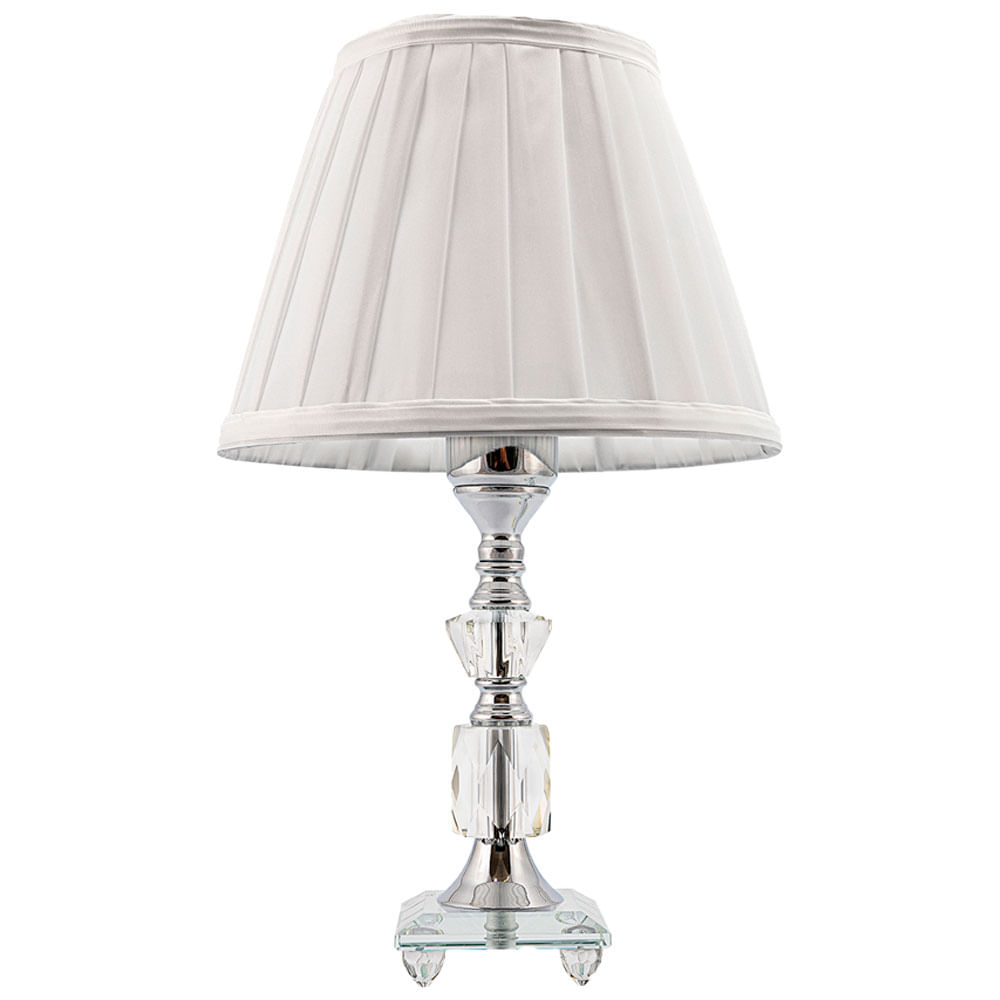 Abajur Cristal Vidro Mesa Decoração para Sala Quarto com Cúpula Drapeada 35cm Ref. 182