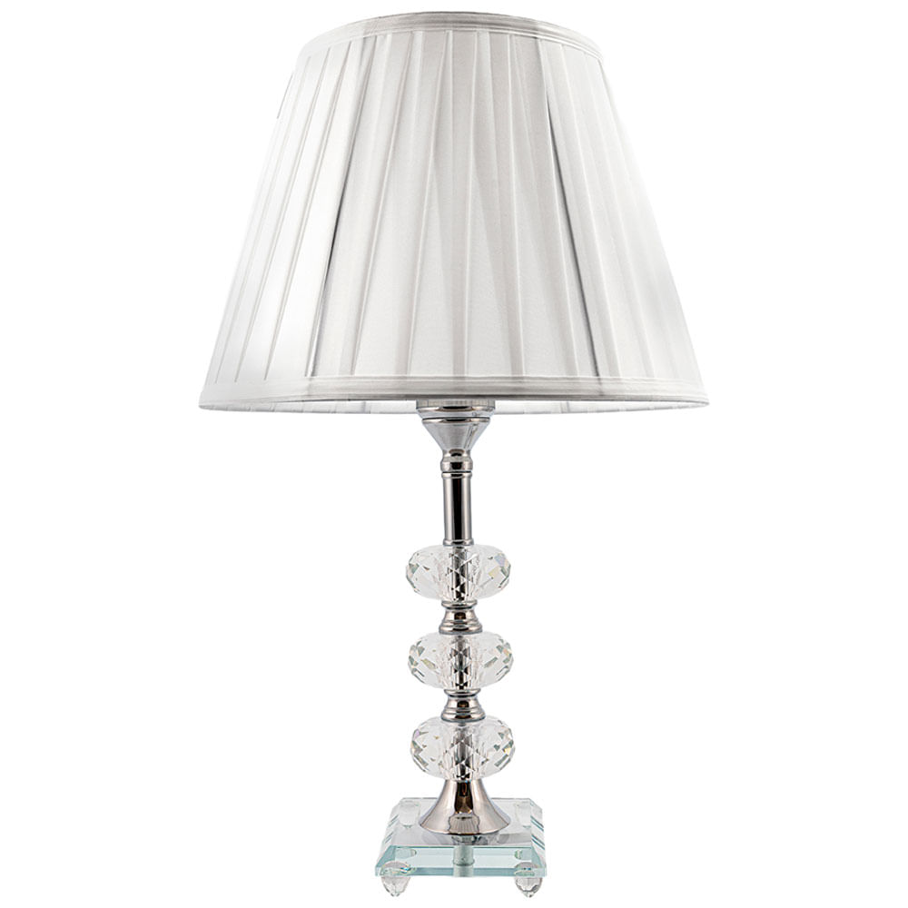 Abajur Cristal Vidro Mesa Decoração para Sala Quarto com Cúpula Drapeada 47cm Ref. 511