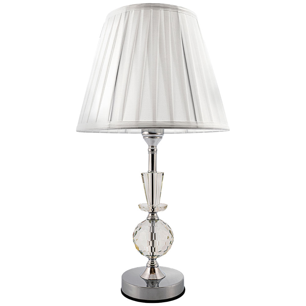 Abajur Cristal Vidro Toque Mesa Decoração para Sala Quarto com Cúpula Drapeada 50cm Ref. 834