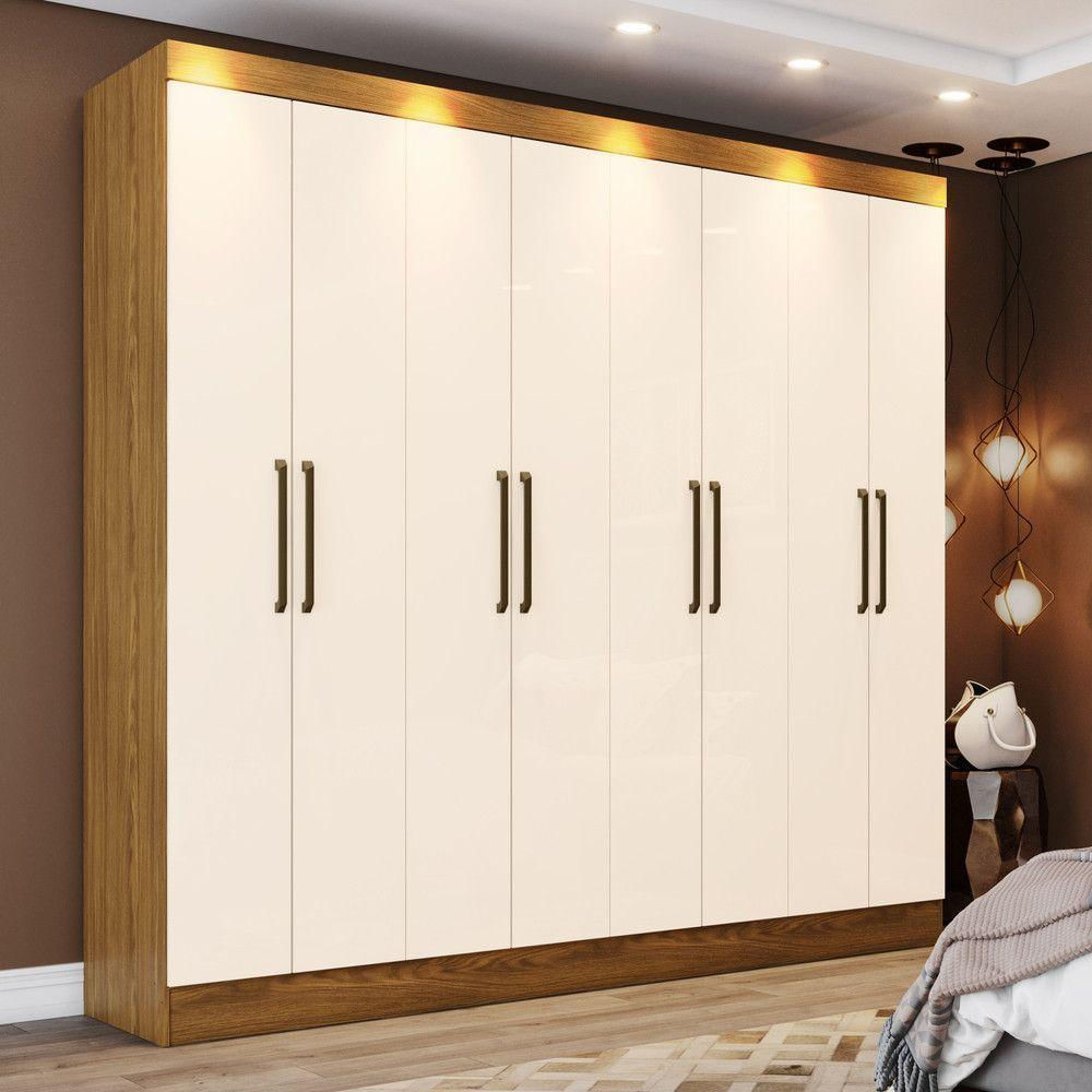 Guarda Roupa Casal 8 Portas 4 Gavetas Nevi Casa 812 Nature Com Off White