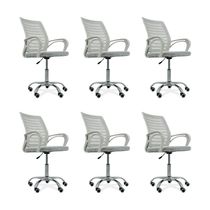 Kit 6 Cadeiras De Escritório Secretaria Diretor Roma Ergonômica - Branca