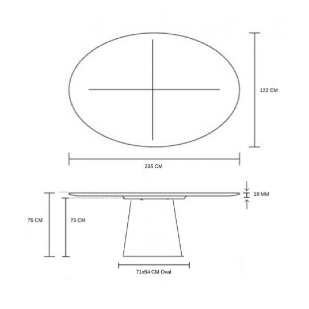 Mesa de Jantar Cone Oval 235x122 cm Marrom