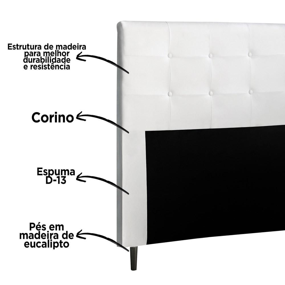 Cabeceira Cama Box Casal 140cm Luna I02 Sintético Branco - Mpozenato