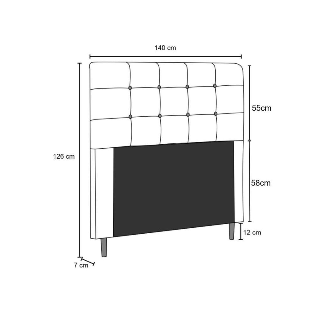 Cabeceira Cama Box Casal 140cm Luna I02 Sintético Branco - Mpozenato