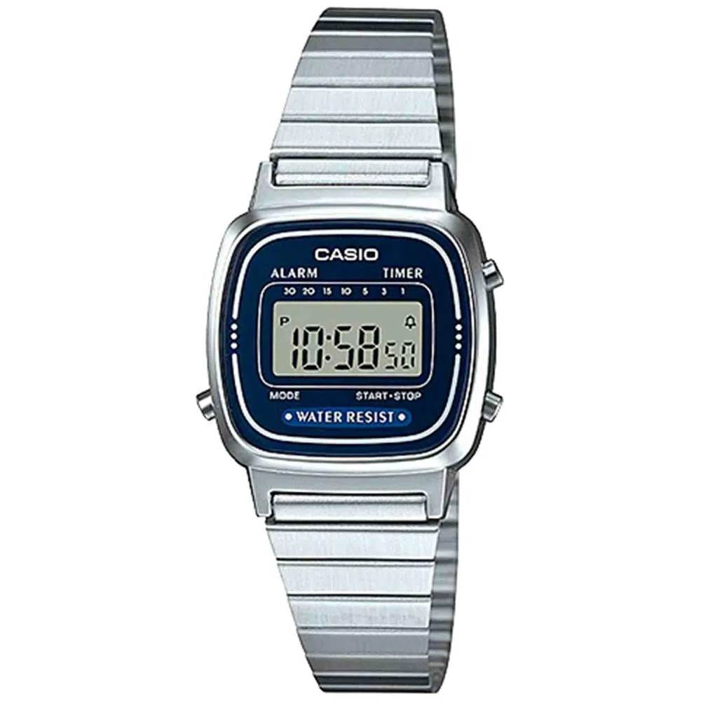 Relógio Casio Feminino Ref:La670wa-2df Vintage Prateado