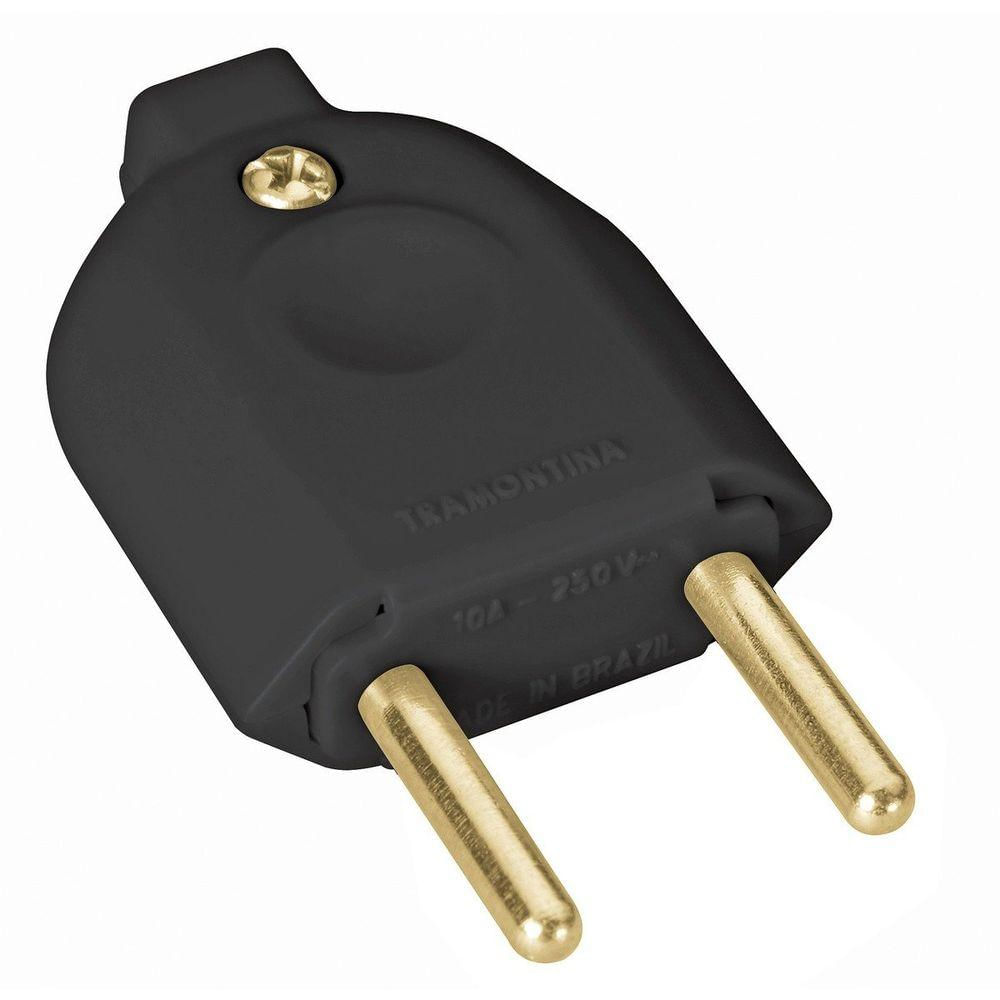 Plugue Macho 2P 10 A 250 V Preto Tramontina