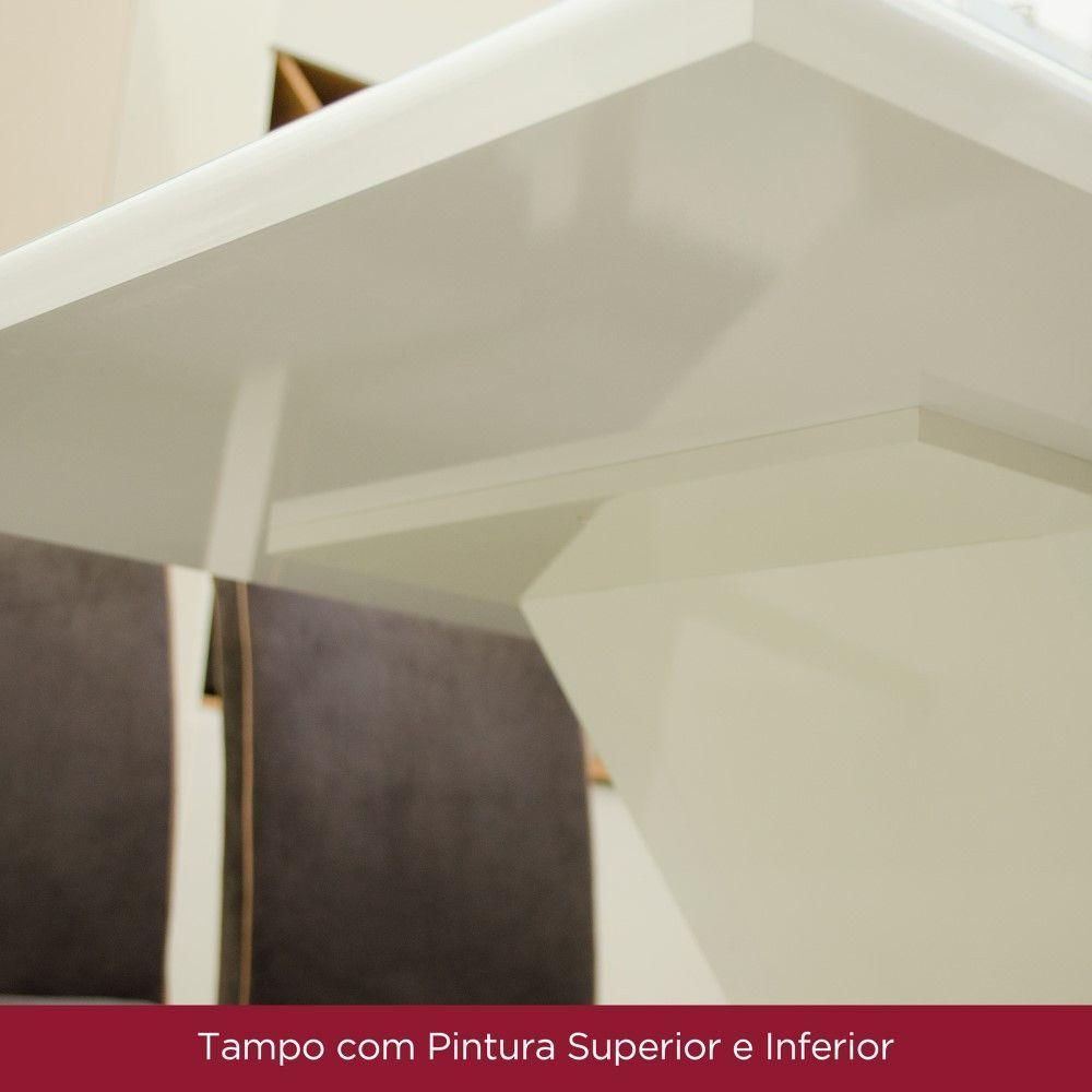 Conjunto Sala De Jantar Tampo Mdf Canto Reto 90 Cm 04 Cadeiras Kalyna Henn Nature Off White Linho