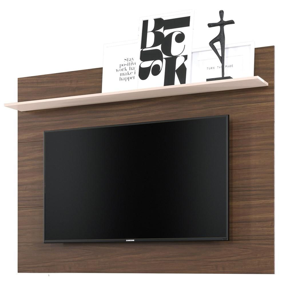 Painel para TV até 47 Polegadas 1 Prateleira Maia Nogueira Real/Off White - Colibri
