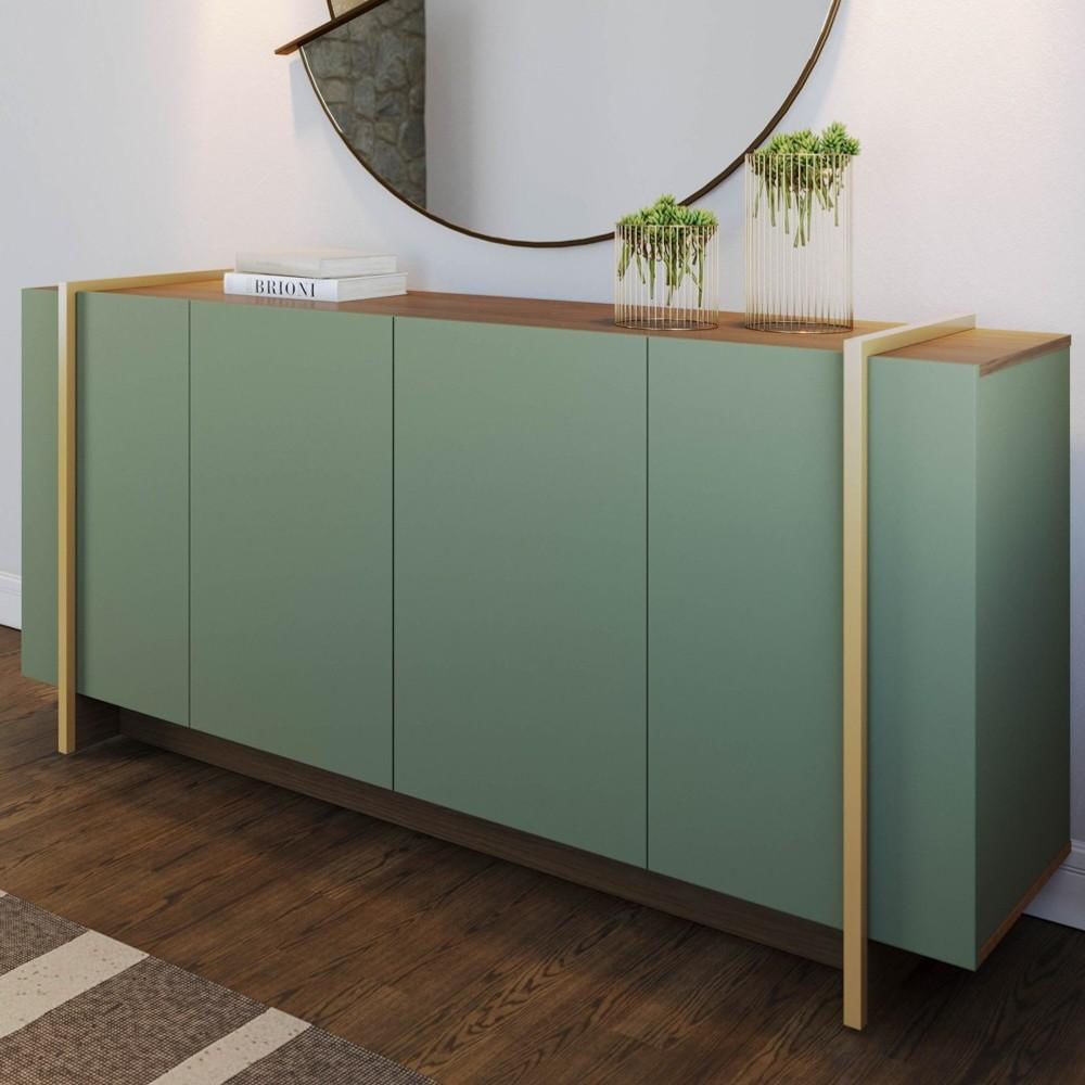 Balcão Aparador Buffet 4 Portas 160cm Barcelona C05 Hortelã/Amêndoa - Mpozenato