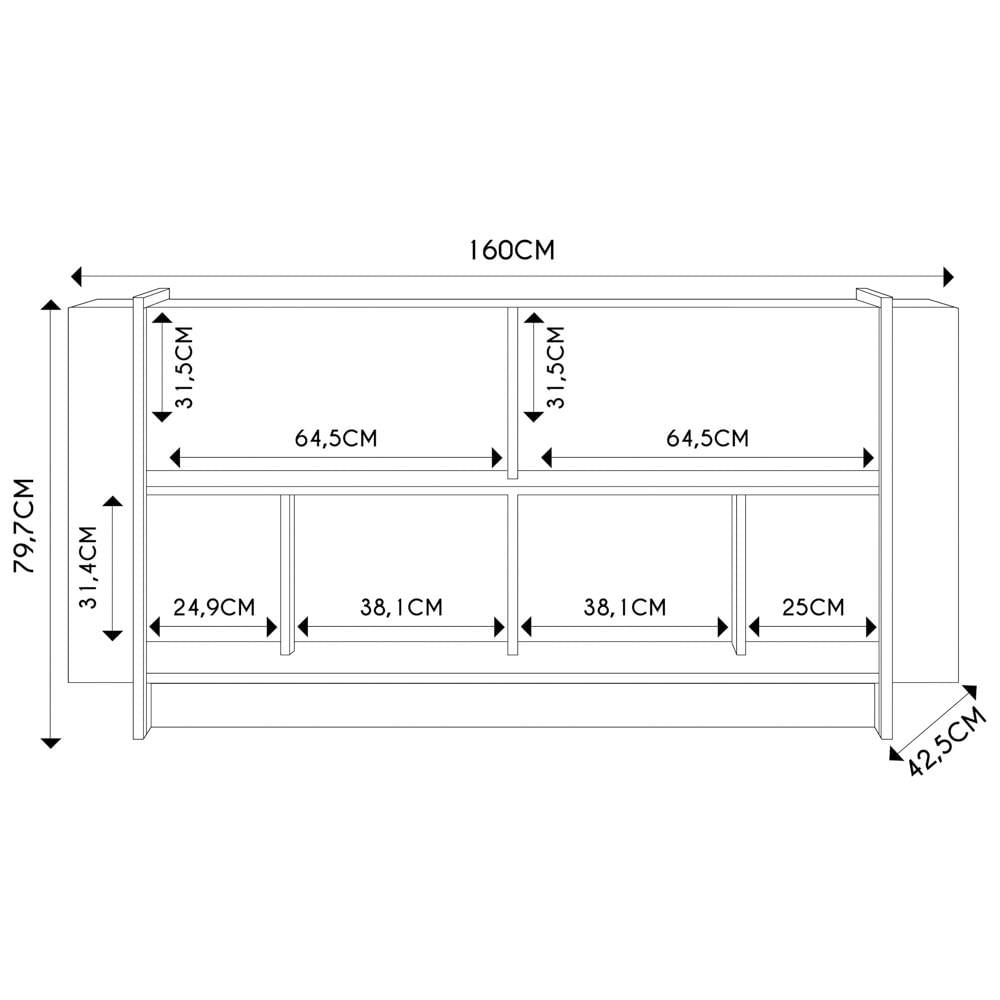 Balcão Aparador Buffet 4 Portas 160cm Barcelona C05 Hortelã/Amêndoa - Mpozenato