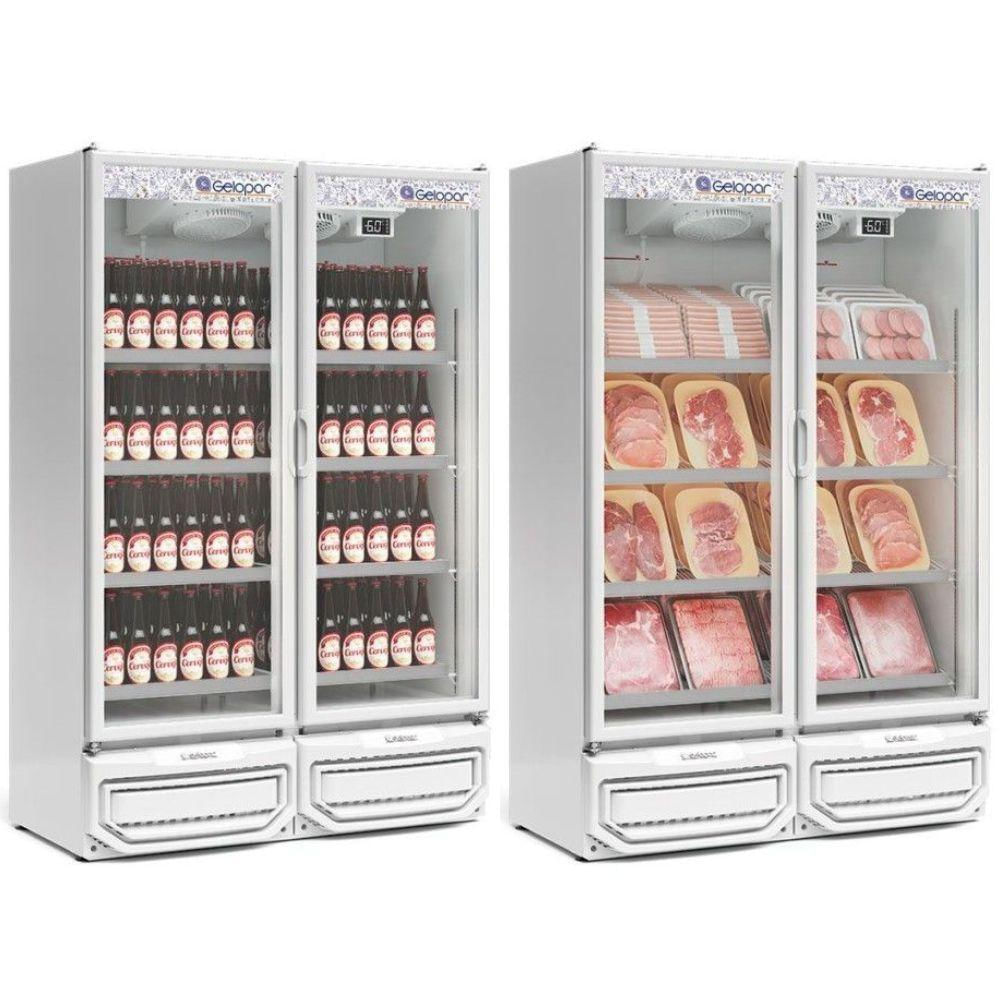 Expositor Vertical 2 Portas De Vidro Gcbc950 Gelopar Refrigerador 957 Litros Branco 220v