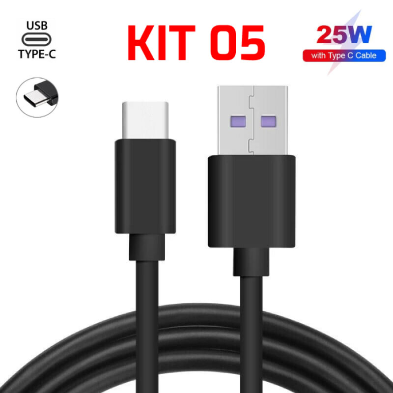 Cabo Usb E Dados Celular Tipo C Kit 5 Peças