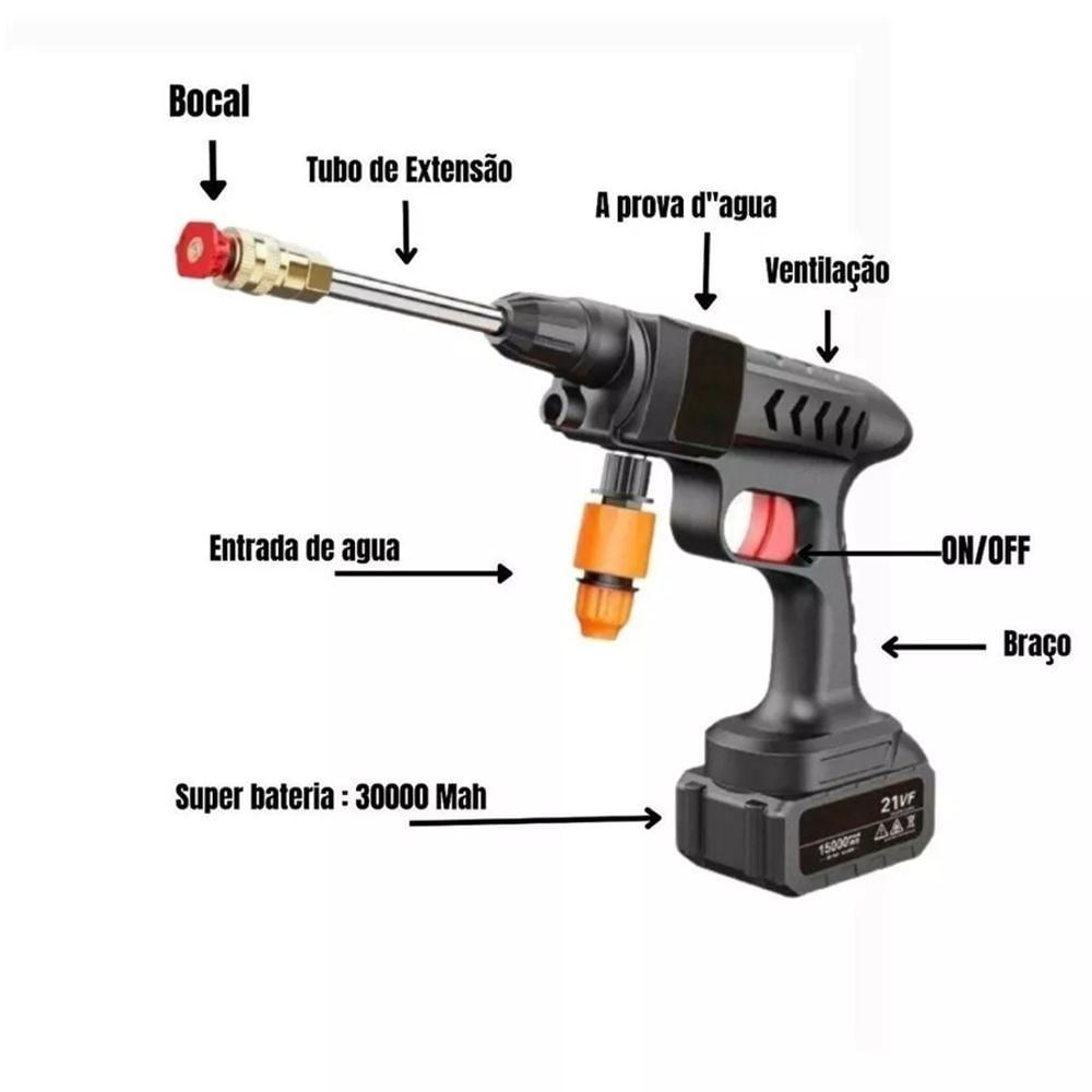 Lavadora De Alta Pressão Portátil Recarregável Para Carros E Limpeza