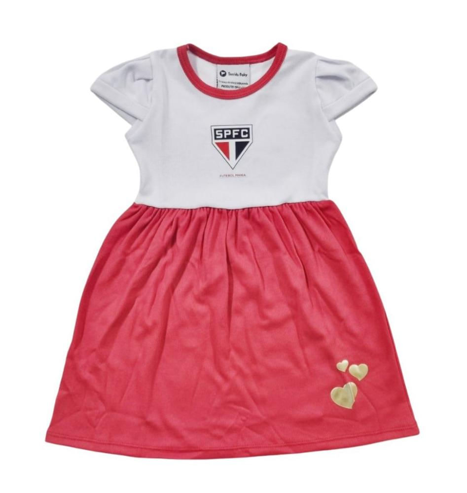 Vestido Infantil São Paulo Canelado Torcida Baby