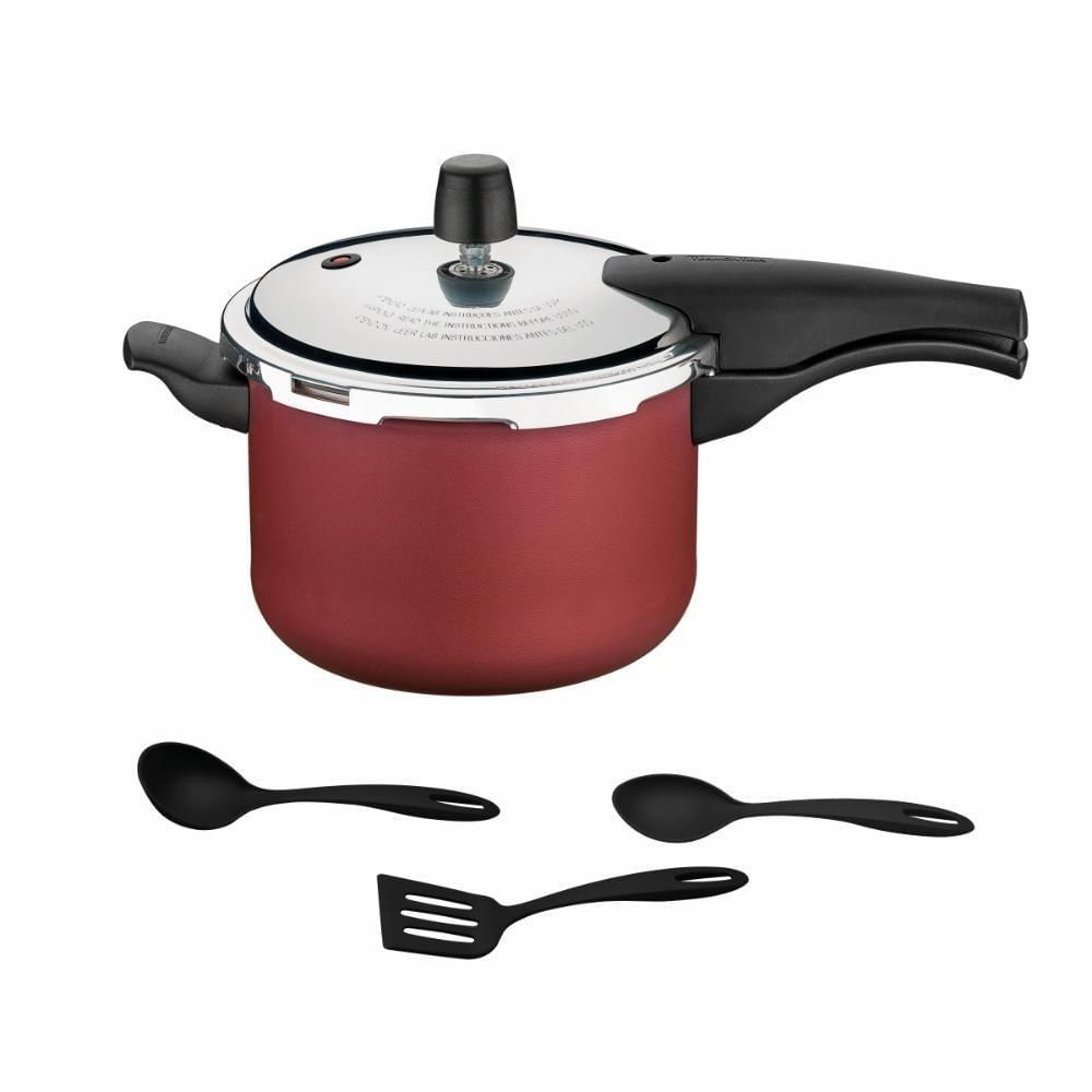 Panela De Pressão 4,5l Alumínio Antiaderente Vermelho + 3 Utensílios - Tramontina