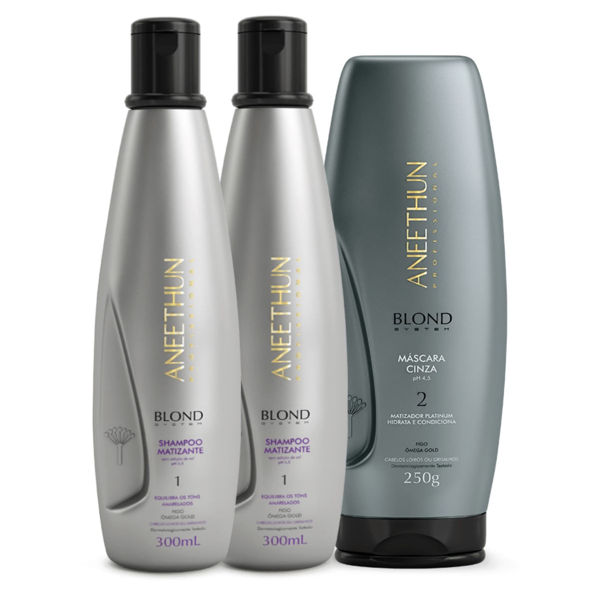 Kit Aneethun Blond System 2 SH Matizante + Mask Cinza 250g