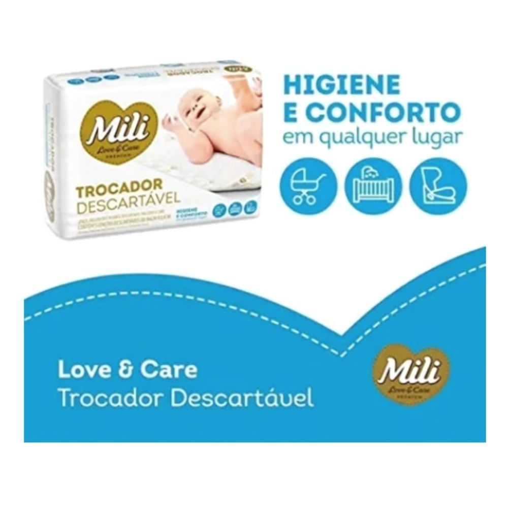 TROCADOR Descartável (Lençol Absorvente) MILI Love &amp; Care   1 Pacote com 5 unidades