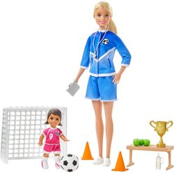 Boneca Barbie e Playset - Barbie Técnica - Loira - Treinadora de Futebol - Mattel - LOIRA