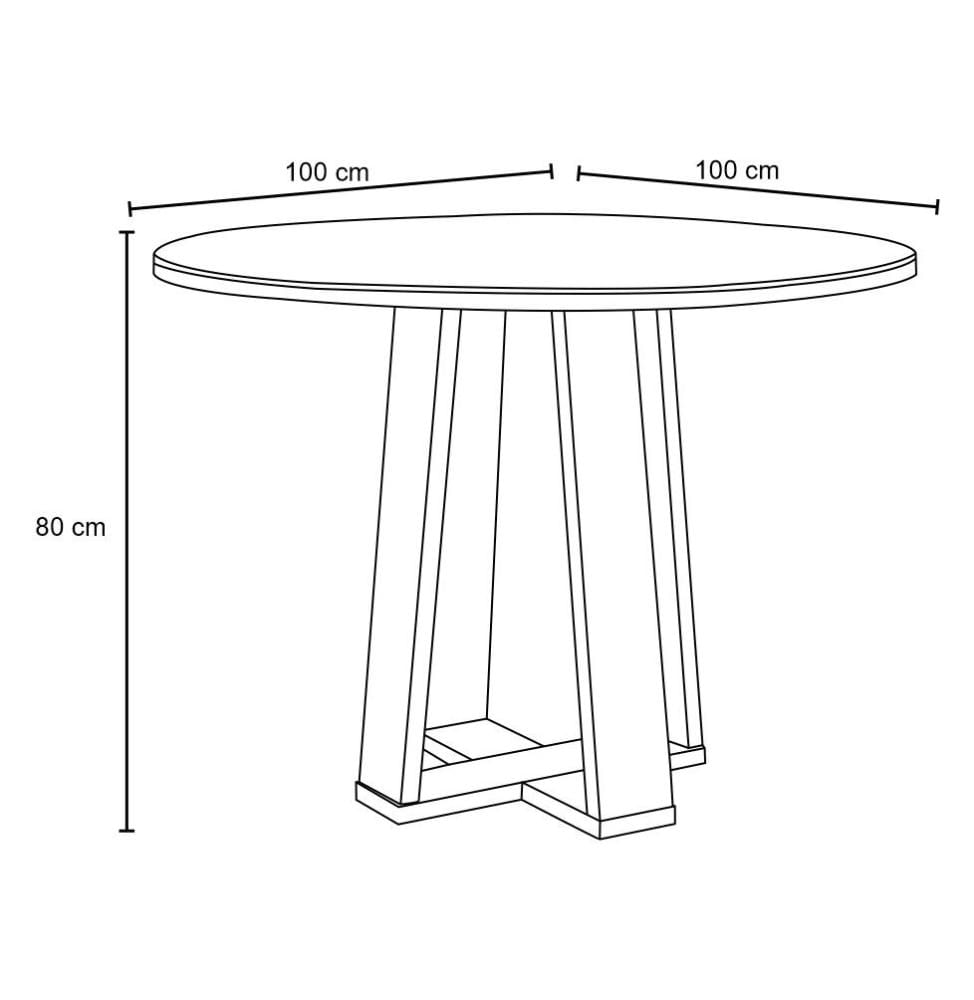 Mesa De Jantar Redonda 4 Lugares 100cm Ella N02 Ypê/Preto - Mpozenato