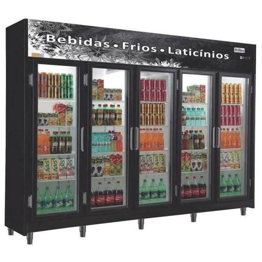 Expositor Vertical 5 Portas De Vidro Rf024 Frilux Refrigerador 1720 Litros Preto 110v