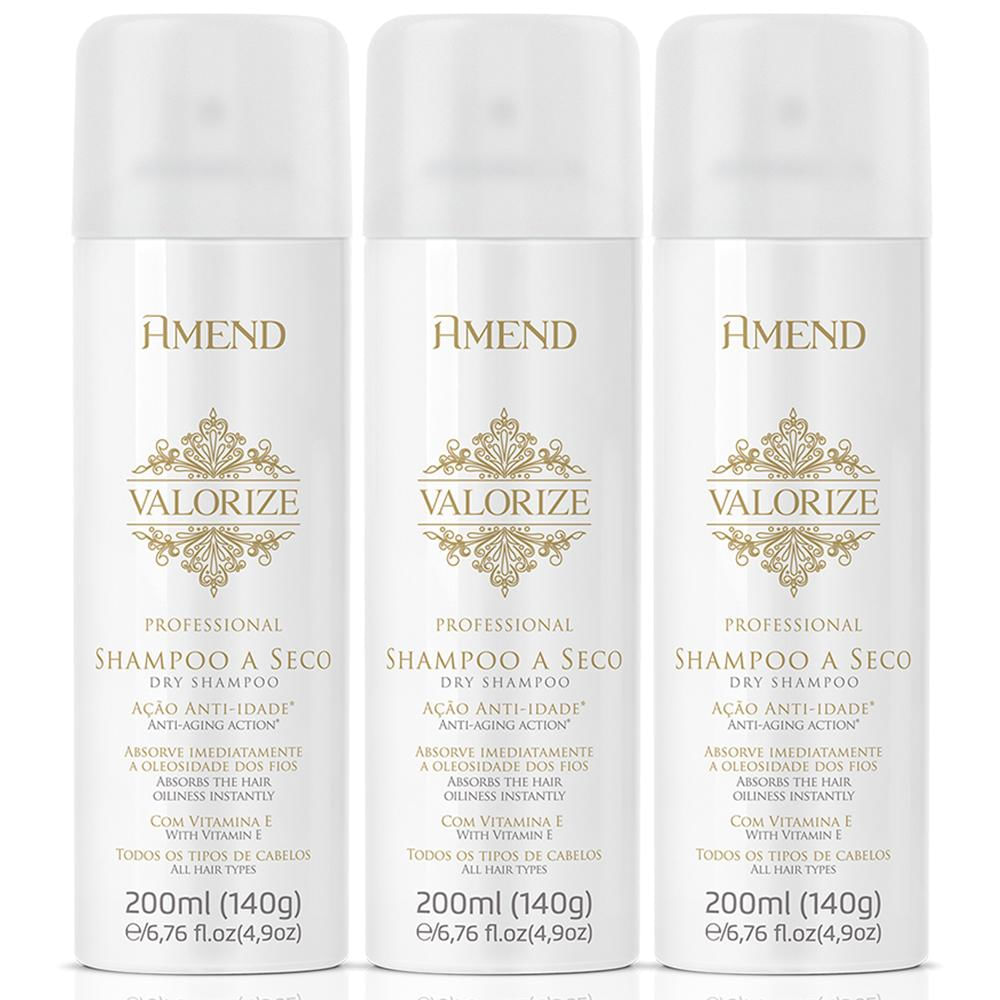 Kit 03 Shampoo À Seco Valorize Ação Anti-idade Amend 200ml