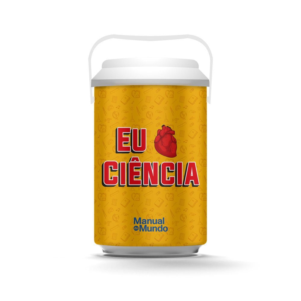 Cooler 10 Latas MANUAL DO MUNDO - Eu Amo Ciência (branco)