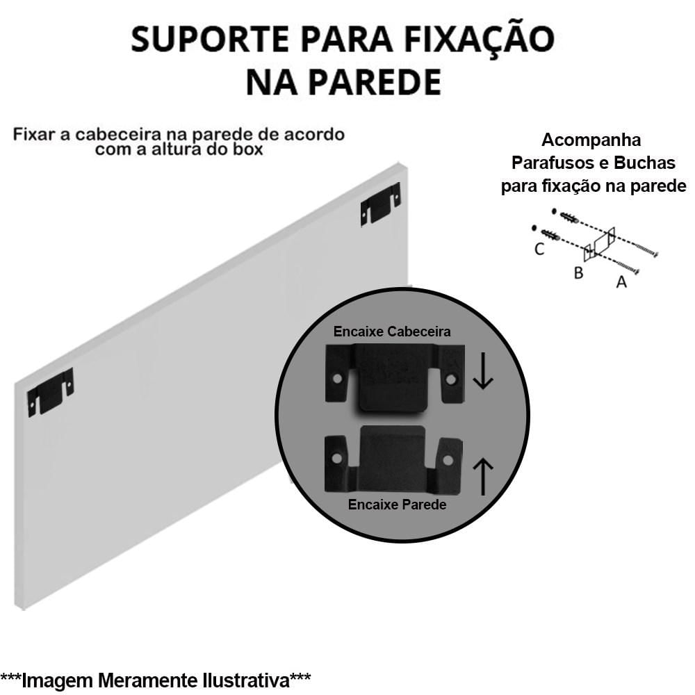 Cabeceira Cama Box Casal King 193cm Safira Sintético I02 Preto - Mpozenato