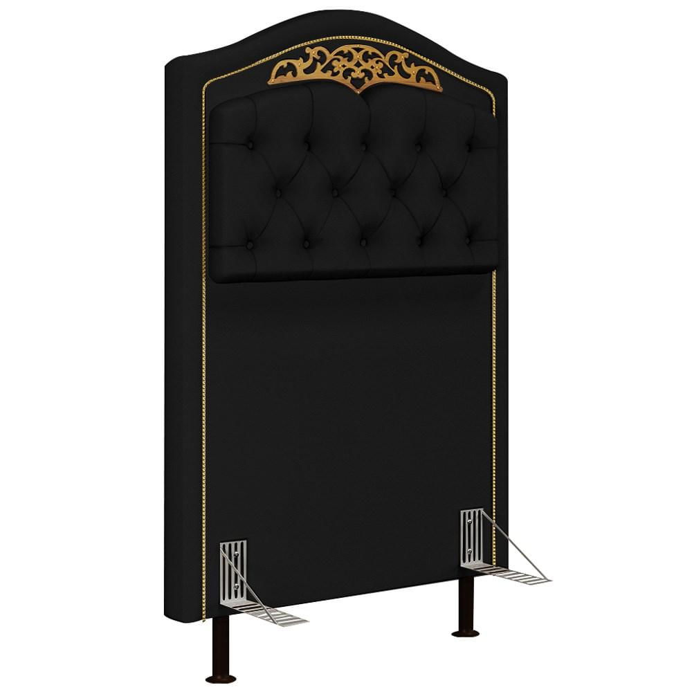 Cabeceira Cama Box Solteiro 90cm com Tachas Imperial J02 Sintético Preto - Mpozenato