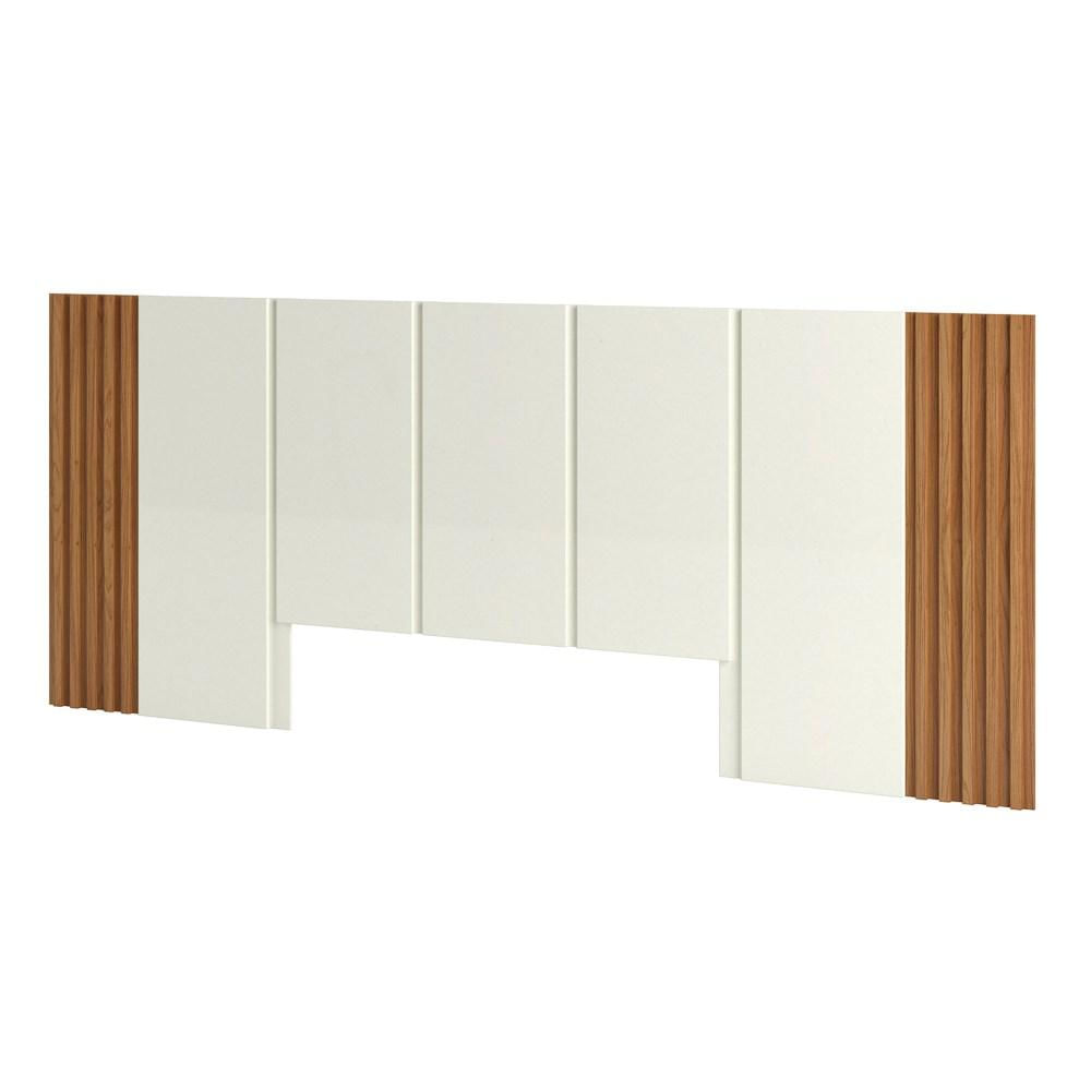 Cabeceira de Madeira para Cama Box Casal 300cm 100% MDF TW185 Off White/Freijó - Dalla Costa