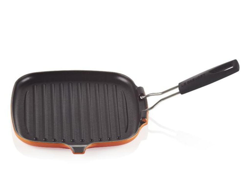 GRELHA QUADRADA LE CREUSET C/ ALÇA REMOVÍVEL LARANJA 20054000900400