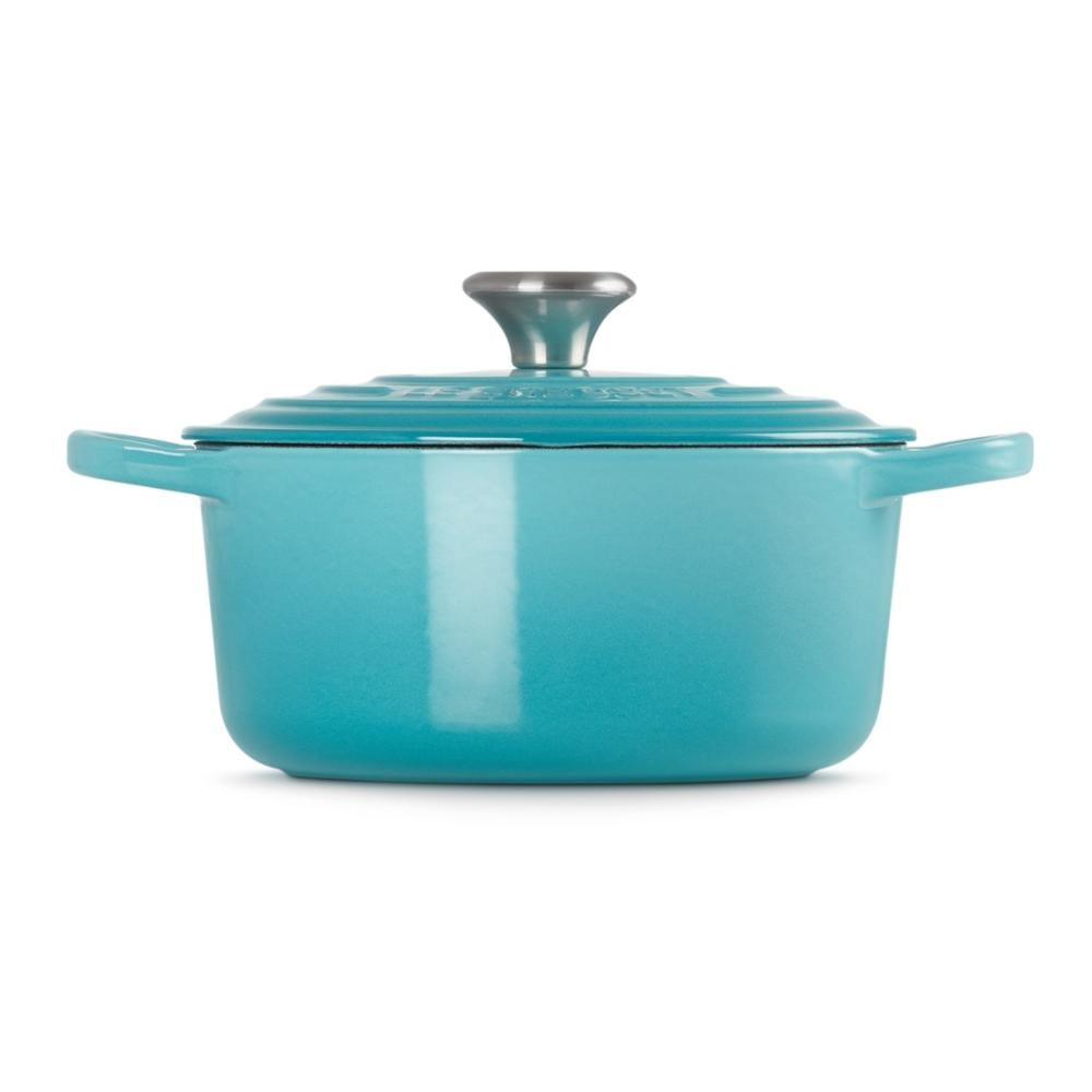 PANELA LE CREUSET REDONDA SIGNATURE EM FERRO FUNDIDO 18CM AZUL CARIBE 21177181702430