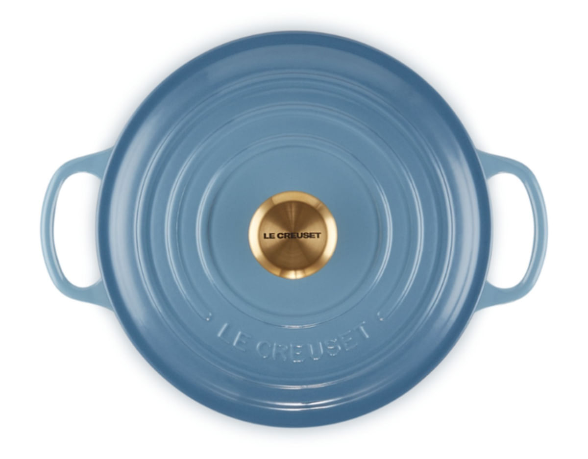 PANELA REDONDA LE CREUSET 28CM SIGNATURE FERRO ESMALTADO AZUL CHAMBRAY 21177284344441