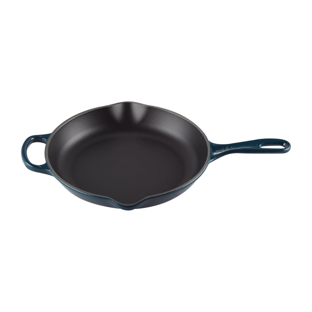 FRIGIDEIRA LE CREUSET SKILLET SIGNATURE REDONDA C/ ALCA 26CM AZUL AGAVE