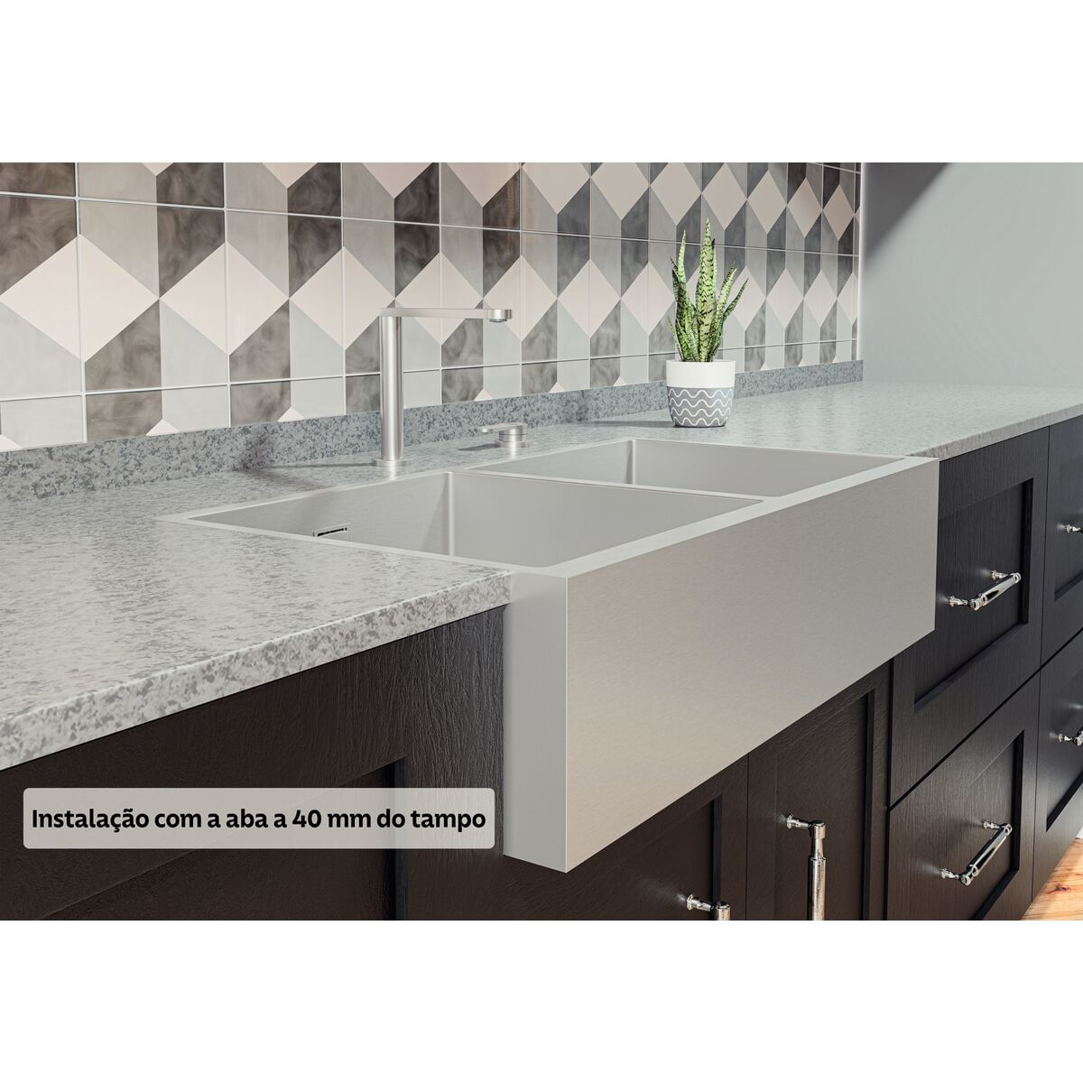 CUBA TRAMONTINA SOBREPOR DESIGN COLLECTION INOX QUADRUM FARM 74X45,5X22 93946/103