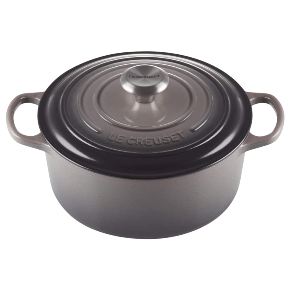 KIT LE CREUSET 2 PANELAS REDONDAS 20 E 24CM GRELHA QUADRADA 26CM EM FERRO ESMALTADO CINZA FLINT