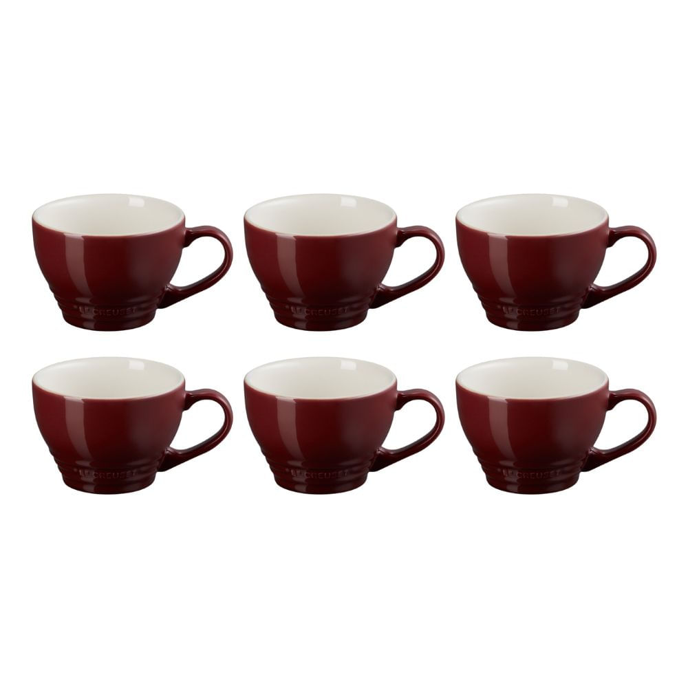 KIT LE CREUSET 6 CANECAS BISTRÔ 400ML EM CERÂMICA VERMELHO RHONE